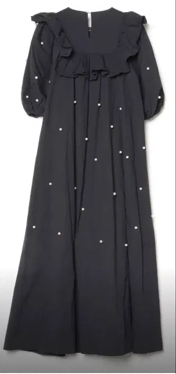 프릴 달린 블랙 롱 원피스