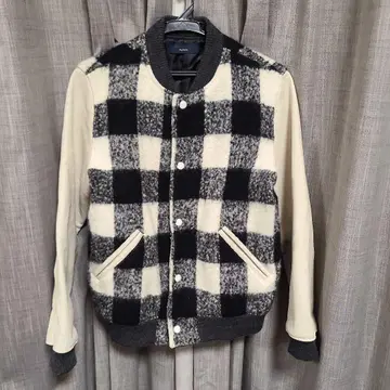 체크 무늬 울 자켓