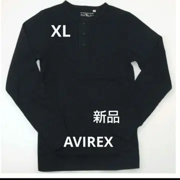XL 블랙 AVIREX 데일리 반팔 V넥 티셔츠 (립)