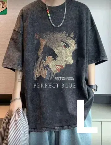 PERFECT BLUE 퍼펙트 블루 T셔츠 L 오버 사이즈 블랙