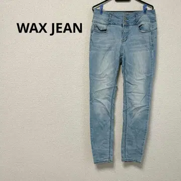 WAX JEAN 스트레이트 데님 하이웨스트 심플 라이트 블루