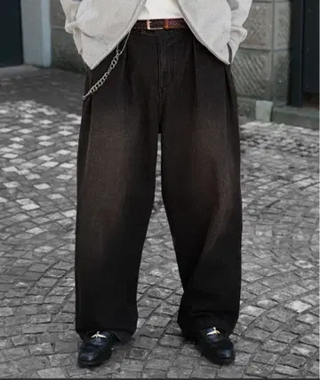 헤비 트윌 와이드 스트레이트 빈티지 가공 구르카 데님 팬츠