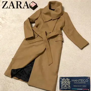 새상품급 ZARA 카멜 롱 코트 manteco 벨트 포함 M