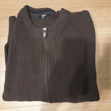 새상품급 유니클로C 크루넥 풀 집업 가디건 덕 브라운 XL 사이즈