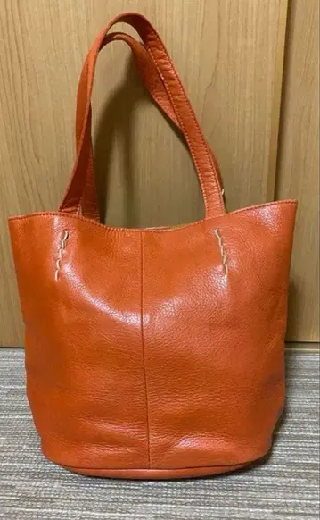 일본제 오렌지 토트백 가죽