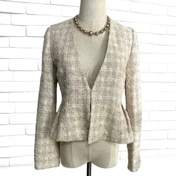 [ 새상품급 ] TOTALITE 노카라 자켓 트위드 아이보리 36