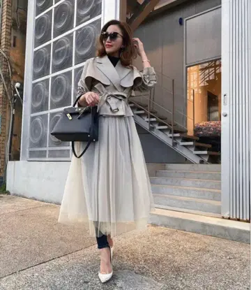 새상품급 sheller 셰리에 3way 튤 트렌치코트 자켓