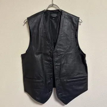 HORN WORKS 블랙 소가죽 가죽 베스트 M 사이즈