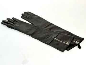 블랙 가죽 롱 장갑 지퍼 포함
