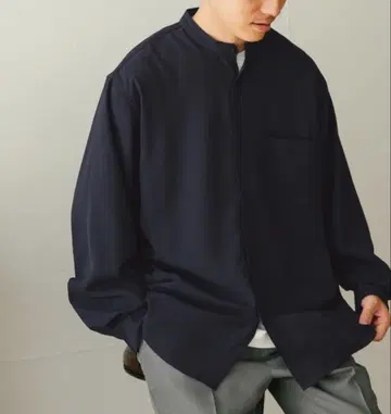 어반 리서치 밴드 카라 셔츠 네이비