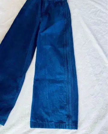 아디다스 데님 청바지 와이드 쓰리라인