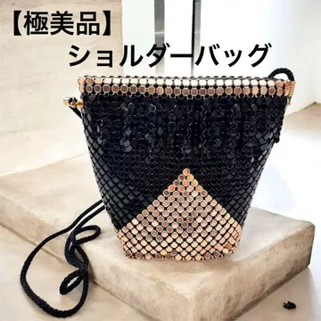 [컨디션 최상] 빈티지 스타일 메탈 숄더백 블랙 x 골드