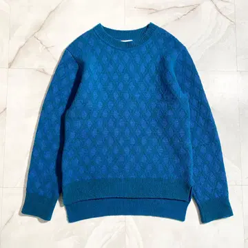 A18308 새상품급 마츠후지 멜란지 자카드 크루넥 니트 파랑 2