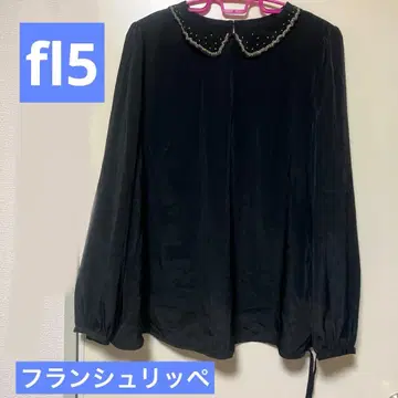 프랑슈리페 블랙 긴팔 자수 옷깃 블라우스 fl5