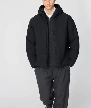 UNIQLO C 퍼프테크 후드티 블랙 XL