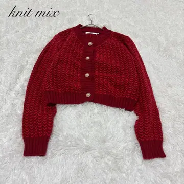 [니트믹스] 니트믹스 가디건 S 골드 버튼 크루넥 편직 패턴