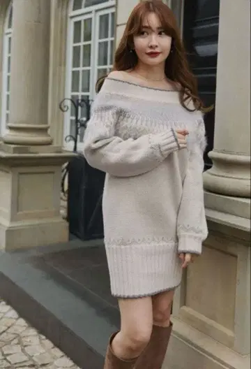 herlipto Heart Fair Isle Knit Mini Dress