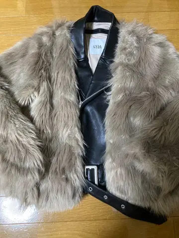 GYDA 인조 모피 라이더 가죽 자켓