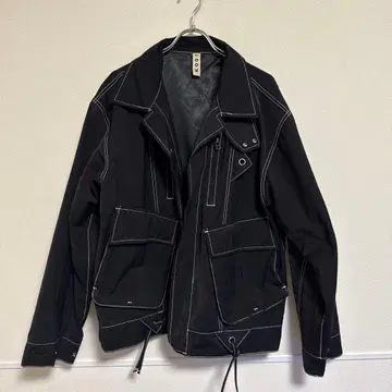 KOOI 블랙 더블 포켓 스티치 자켓