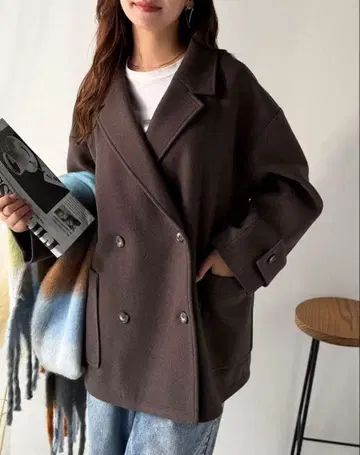 클래식 엘프 더블 버튼 멜톤 코트