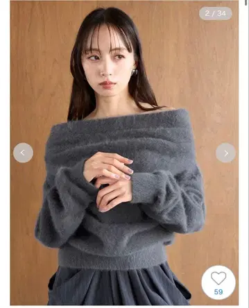 스나이델 폭스 캐시미어 오프숄더 풀오버