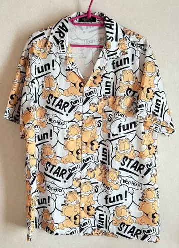 가필드 패턴 셔츠 티셔츠 구제 의류 캐릭터 하와이안 화려한 셔츠