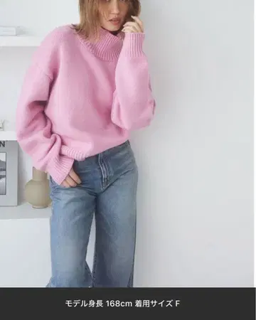 핑크 터틀넥 니트 스웨터 F 사이즈