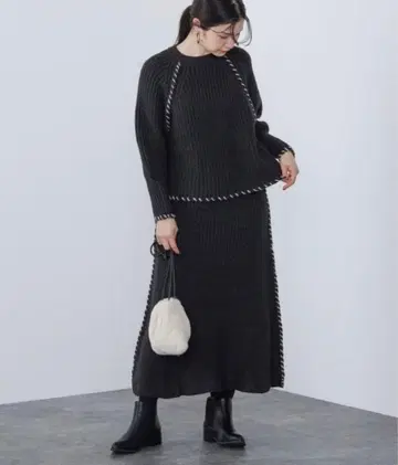 BEAMS HEART 니트 셋업 블랙