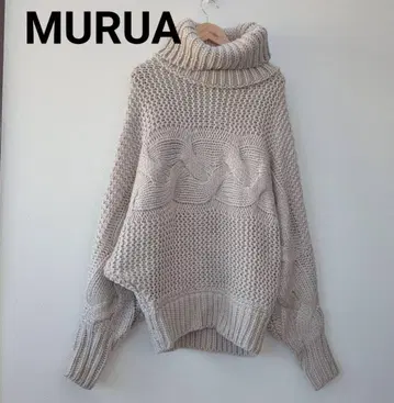 [ MURUA ] BIG 터틀 케이블 니트 아이보리 F 큼직하게 짠