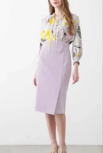 핑키앤다이안 와이드 벨트 타이트 스커트 퍼플 라벤더