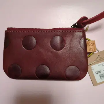 칸미 캔디 플랫 파우치 S 가죽 코인 케이스 체리 레드