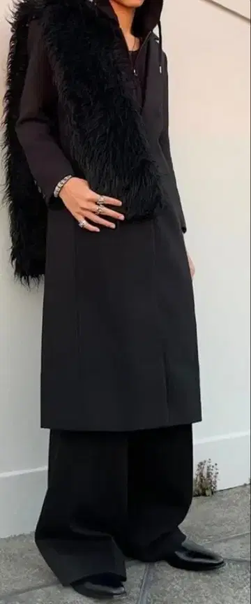 롱 코트 더블 캐시미어 블랙