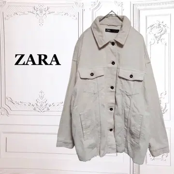 [ 자라 ] 코듀로이 셔츠 자켓 [ F ] 아이보리 버튼 오버 사이즈