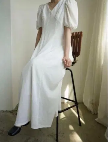 acka 롱 원피스 puff sleeve flare dress