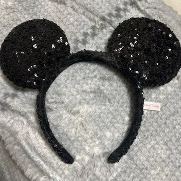 미키 귀 머리띠 블랙 스팽글