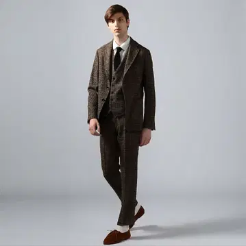 인기 투모로우랜드 글렌체크 패턴 링 트위드 자켓 48 L