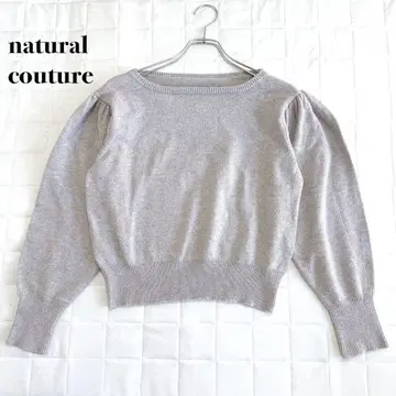 natural couture 퍼프 슬리브 라메 니트 스웨터 그레이