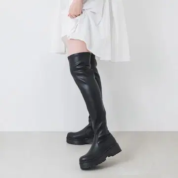 EVOL 통굽 스트레치 니하이 부츠 M 사이즈