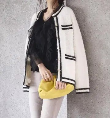 Apuweiser-riche 샤기 트위드 니트 자켓