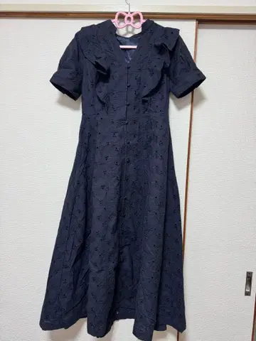 원피스 스캘럽 레이스 프론트 오픈 엘레강스 코튼 레이스 프릴