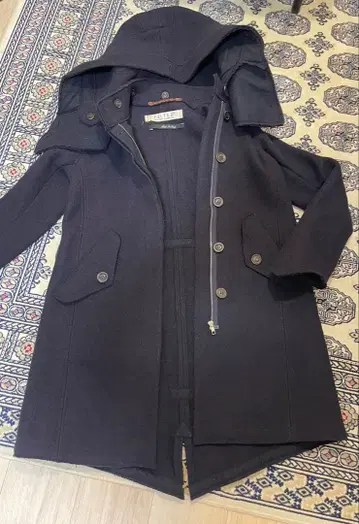 펠트 울 후데트 피쉬테일 코트 피코트