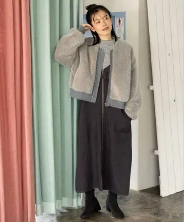 니코앤드 복슬복슬 퍼 블루종 그레이