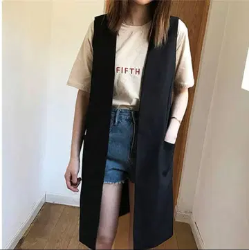 블랙 슬리브리스 롱베스트