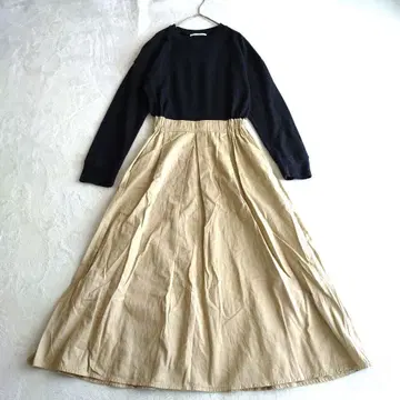 렐비에 LHELBIE 절개 롱 원피스 면 100% 블랙 F