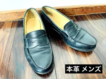 남성용 천연 가죽 로퍼 블랙 가죽 신발 비즈니스 밑창 26.5cm