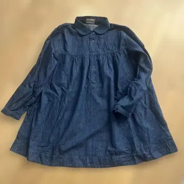 [미사용] 젤리 같은 광택 버튼이 귀여운 다크 블루 데님 셔츠