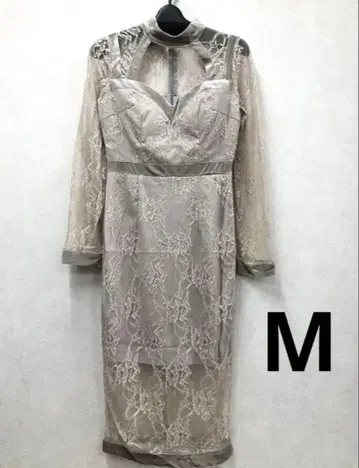 베이지 레이스 드레스 M