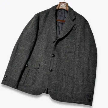 [ 새상품급 ] 에디 바우어 해리스 트위드 체크 자켓 호두 버튼 XL