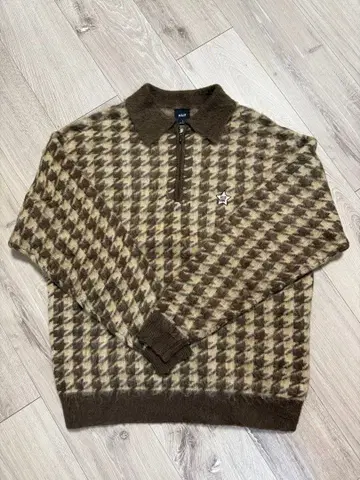 HUF 체크 무늬 집업 스웨터 S