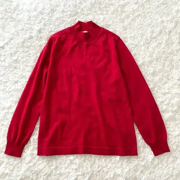 피에르 가르뎅 하이넥 스웨터 하이 게이지 니트 레드